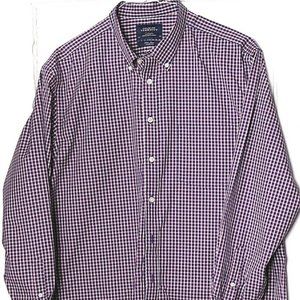 CHARLES TYRWHITT CASUAL SHIRT men's size XL navy blue purple ivory plaid NO IRON